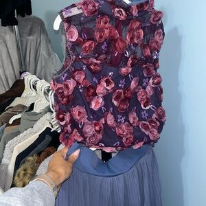 Floral blue and purple lyrical dance costume